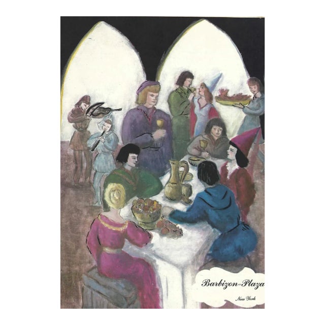 1948 Barbizon Plaza Hotel Restaurant Menu, Pub Interior Scene For Sale