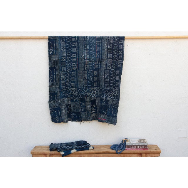 1970s Village Griot Indigo Mud Cloth Throw For Sale - Image 5 of 5