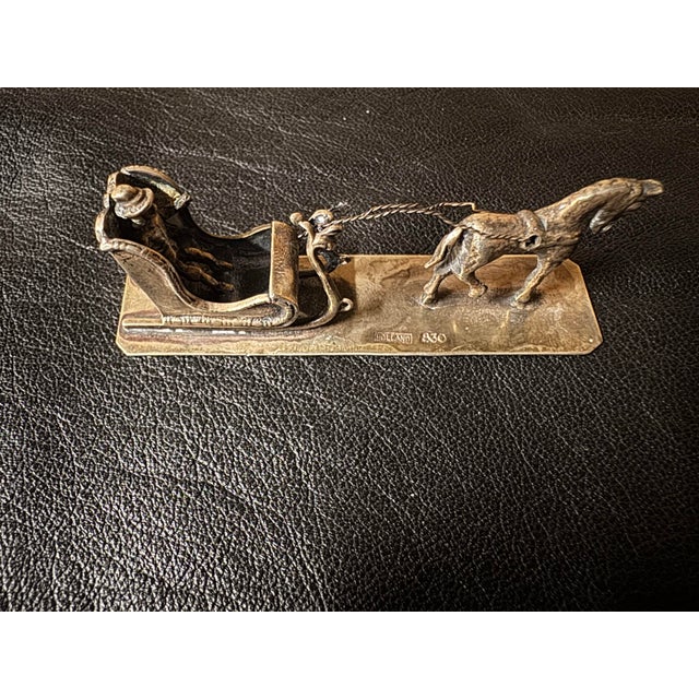 1920s Early 20th Century Dutch Staring Silver 830 Miniature Horse Drawn Object For Sale - Image 5 of 7
