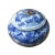 Chinoiserie Chinese Oriental Blue Off White Porcelain Round Container Urn For Sale - Image 3 of 7