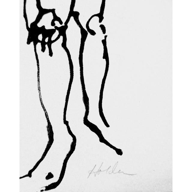 Figurative Martha Holden "Pose" Nude Ink Drawing For Sale - Image 3 of 6