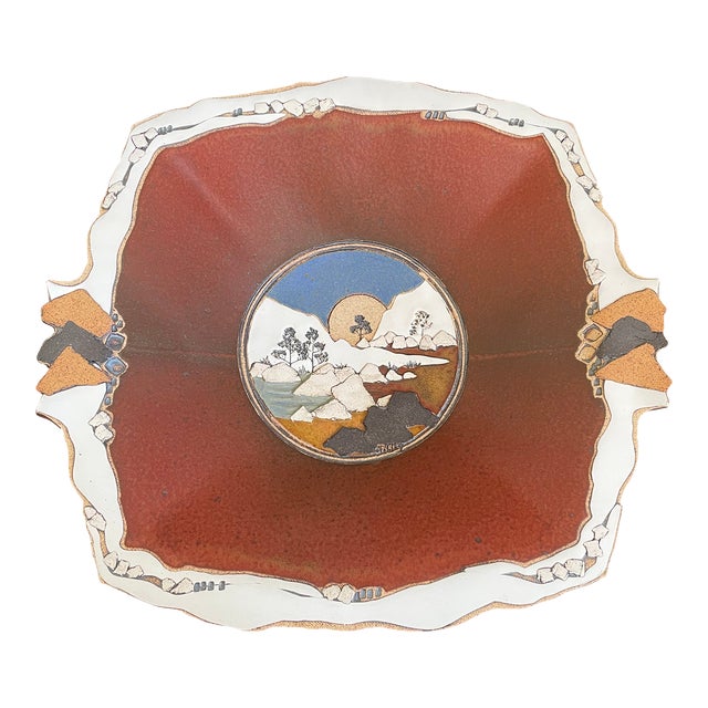 Rick Schlag 1984 Studio Art Pottery Southwest Landscape Plate - Platter For Sale