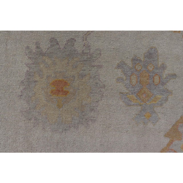 Turkish Oushak Rug in Gray With Faded Gold, Taupe, and Dusty Blue 10'6 X 14'0 For Sale - Image 9 of 15