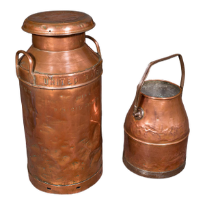 Vintage Dairy Set, English Copper, Milk Churn, Pail, Country Kitchen, Circa 1950