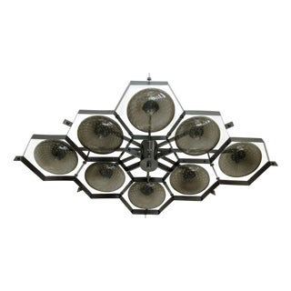 21st Century Beehive Satin Black Nickel Smoky Bubbles Murano Flush Mount by Fabio LTD For Sale