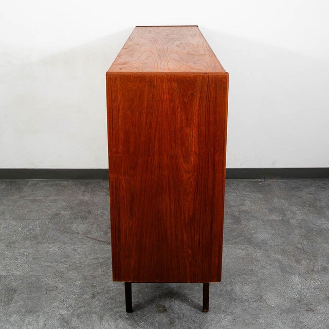 Mid Century Danish Modern Credenza Highboard Bar Sideboard Denmark Teak Drawers For Sale - Image 4 of 12
