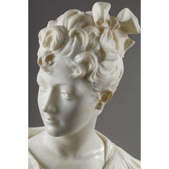 Henri Emile Allouard, Bust of a Woman, 1880, Marble For Sale - Image 11 of 18