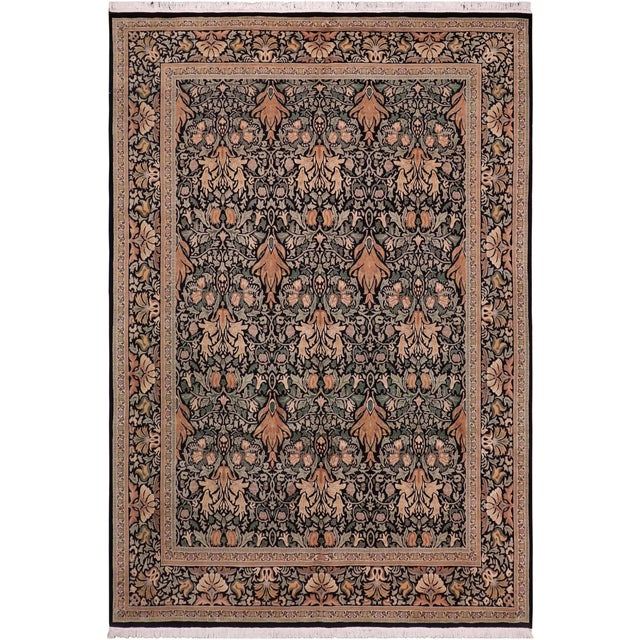 Art Nouveau 1990's Pak-Persian Black/Gold Wool Rug - 8'1'' X 9'9'' For Sale - Image 9 of 9