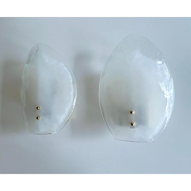 Mid-Century Modern Large Vintage Murano Glass Leaf Sconces, 1970s, Set of 2 For Sale - Image 3 of 18