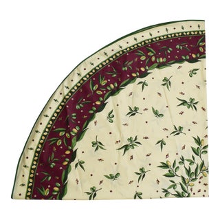 Late 20th Century l'Ensoleillade Coated Cotton Olive Design Round Tablecloth, Made in France For Sale