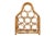 A bentwood bamboo and rattan wine rack, designed to hold nine bottles of wine. Joints and pencil wood bamboo circles are...