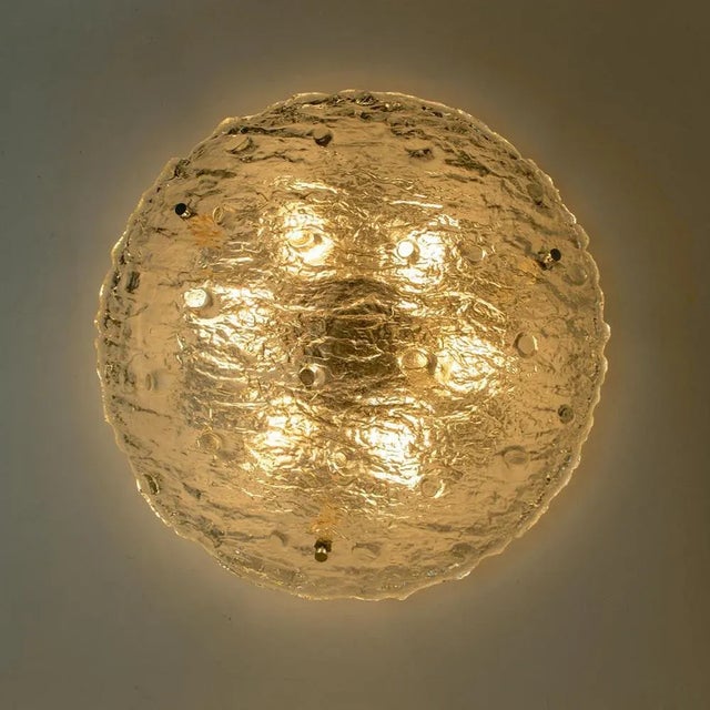 Gold Textured Wave Glass Flush Mount from Kaiser Leuchten, 1970s For Sale - Image 10 of 16