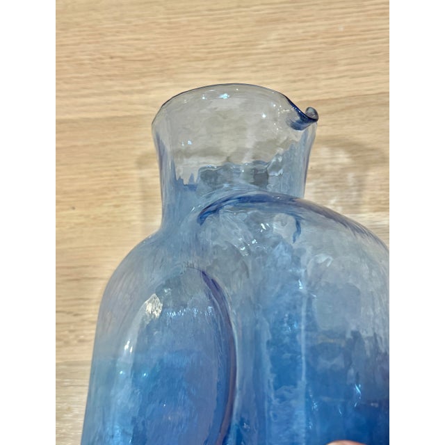 Glass MCM Blue Blenko Glass Bottle For Sale - Image 7 of 10