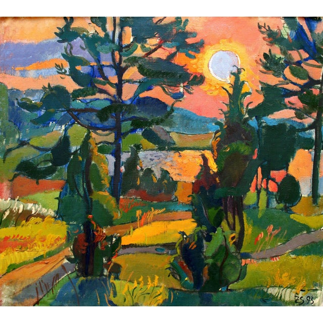Zita Sudnika, Sunset, Oil on Canvas For Sale - Image 10 of 10