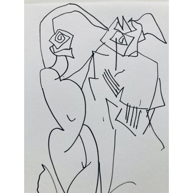 Expressionism Ink Drawing Original by Erik Sulander Avant Garde Composition, Signed. For Sale - Image 3 of 4