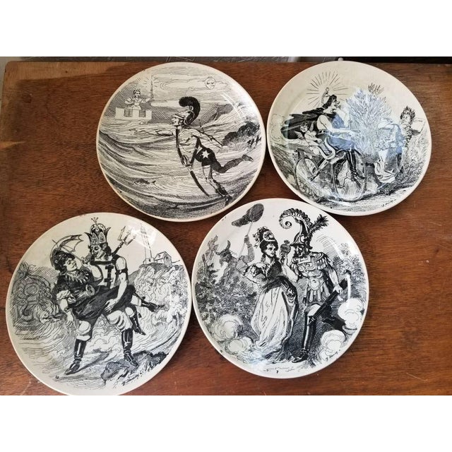 Antique French Creil et Montereau Series Bains de Mer Plates by Charles Hamlet, 1890s, Set of 4 For Sale - Image 10 of 10