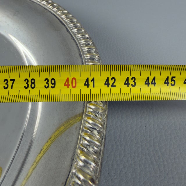 Vintage Cut Crystal and Silver Plated Appetizer Tray, 1960s For Sale - Image 11 of 12