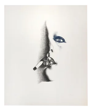 Giacomo Porzano, Smoker in White, 1970s, Etching