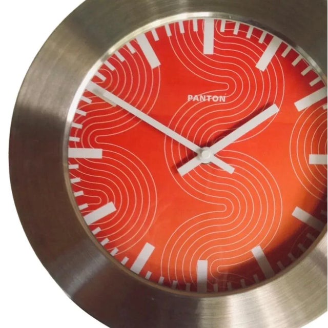 Vintage Mid Century Postmodern Panton Orange Wall Clock For Sale In Tampa - Image 6 of 10