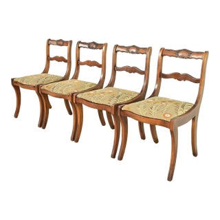 Kindel Furniture Style Regency Carved Solid Mahogany Dining Chairs, Set of Four For Sale