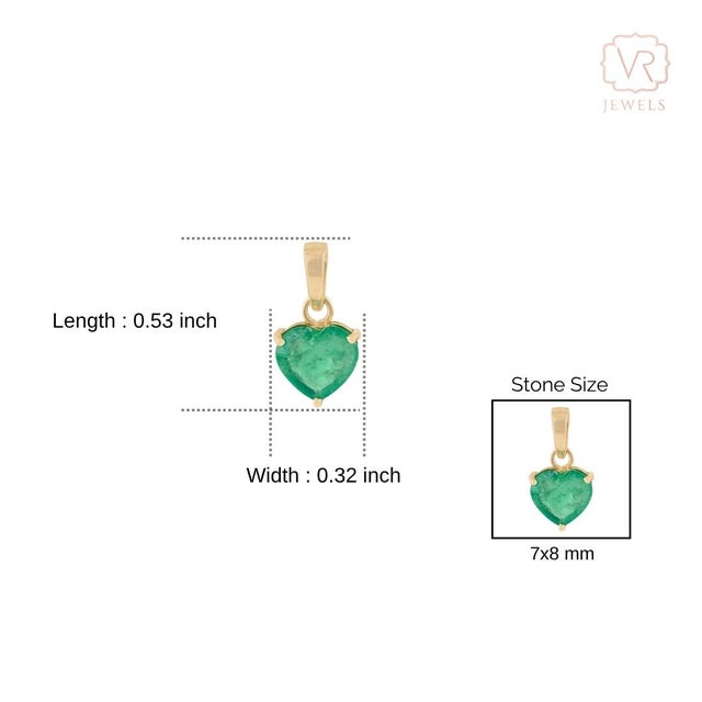 14k Yellow Gold 1.45 Carat Heart-Shaped Emerald Solitaire Pendant Charm for Her For Sale - Image 10 of 14