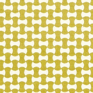 Sample - Schumacher Nolita Embroidery Fabric in Citron For Sale