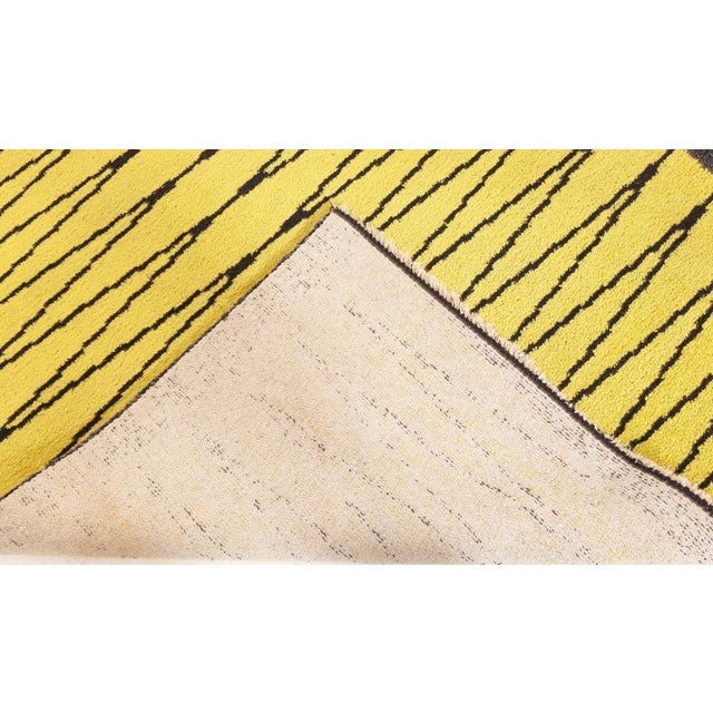 Doris Leslie Blau Vibrant Vintage Swedish Pile Rug in Yellow and Charcoal For Sale - Image 9 of 9