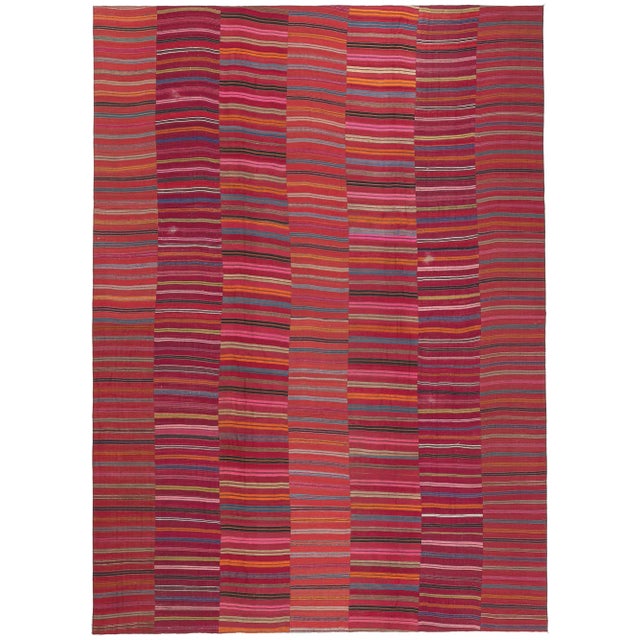 Vintage Turkish Striped Kilim Rug - 09'05 X 13'00 For Sale - Image 10 of 10