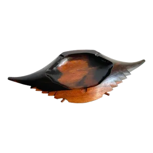 Vintage 1960s Macassar Ebony Carved Wood Manta Ray Catchall Dish Ashtray