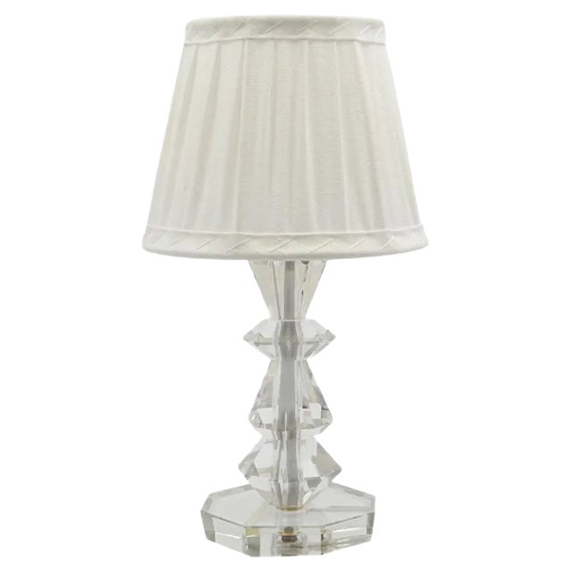 Crystal Glass Table Lamp, 1970s For Sale