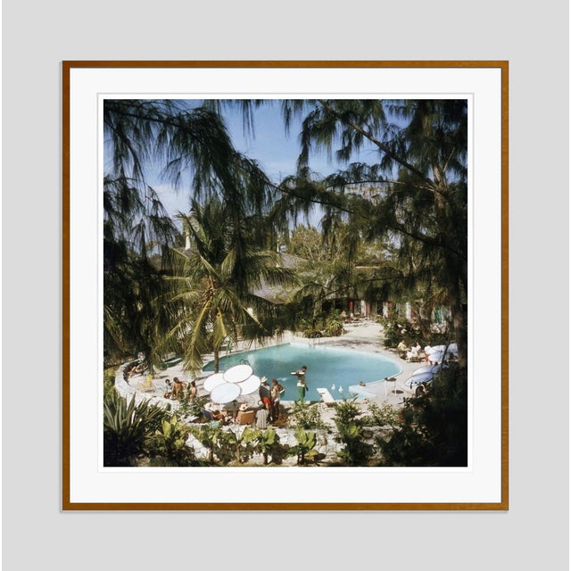Modern Eleuthera Pool Party 1970 by Slim Aarons Framed C-Print For Sale - Image 3 of 3