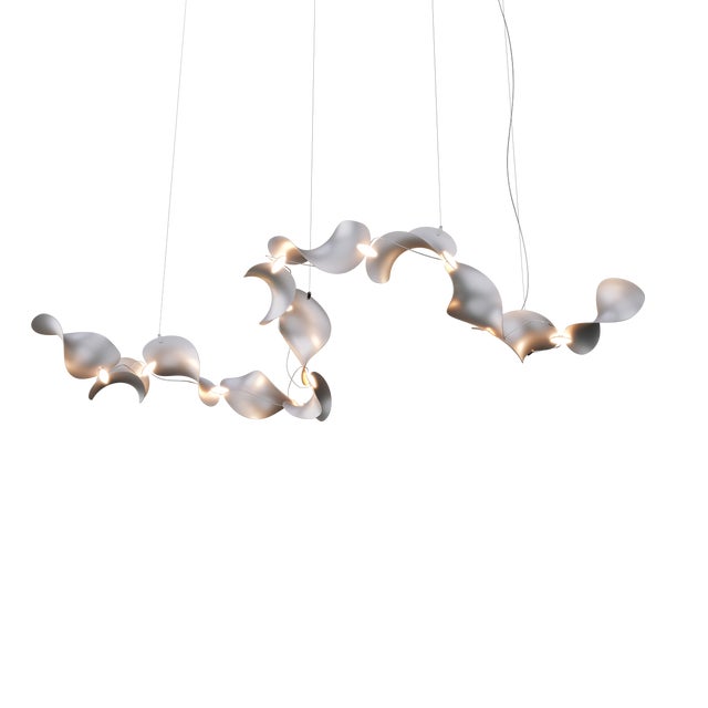 Dune 12 Curve Pendant Light with Silver Anodized Shades by Daniel Becker For Sale - Image 15 of 15