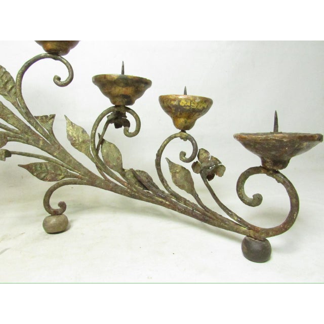 Pair of Antique Italian Wrought Iron Candelabras For Sale - Image 9 of 18