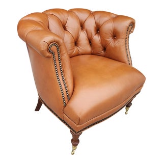 Hancock & Moore Cognac Tufted Leather Club Chair For Sale