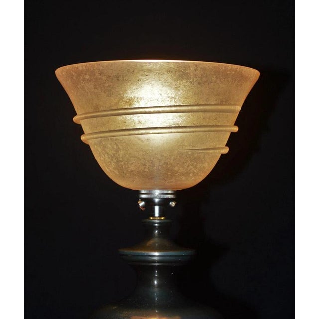 Gold Art Deco French Amphora Table Lamp with Opaline Glass Globe attributed to Brandt, 1930s For Sale - Image 8 of 13