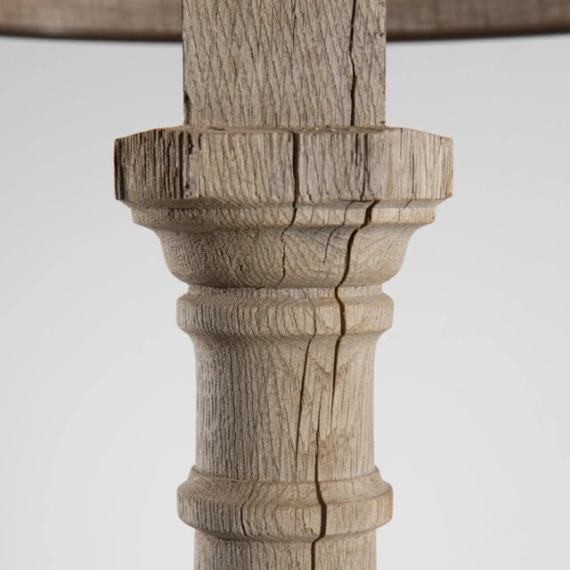 Wood Antique French Bleached Oak Floor Lamp For Sale - Image 7 of 12