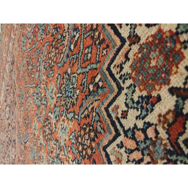 Antique Bijar Carpet Oriental Rug, Handmade, Ivory, Rust, Light Blue, Terracotta For Sale - Image 17 of 18