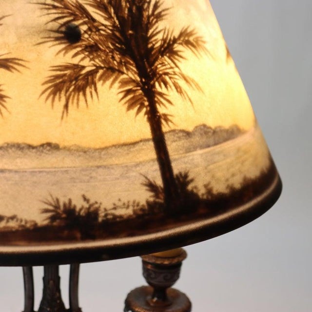 1910s 1910s Rare Antique Pairpoint Arts & Crafts Reverse Painted Moonlit Bay Landscape Lamp For Sale - Image 5 of 14