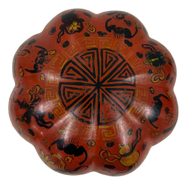 Late 19th Century Early 20th Century Antique Chinese Pumpkin Shaped Lacquer Box For Sale - Image 5 of 7