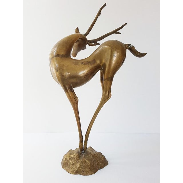 1970s Dancing Stag, Antelope, Doe, and Fawn in Gilded Brass, 1970s For Sale - Image 5 of 11