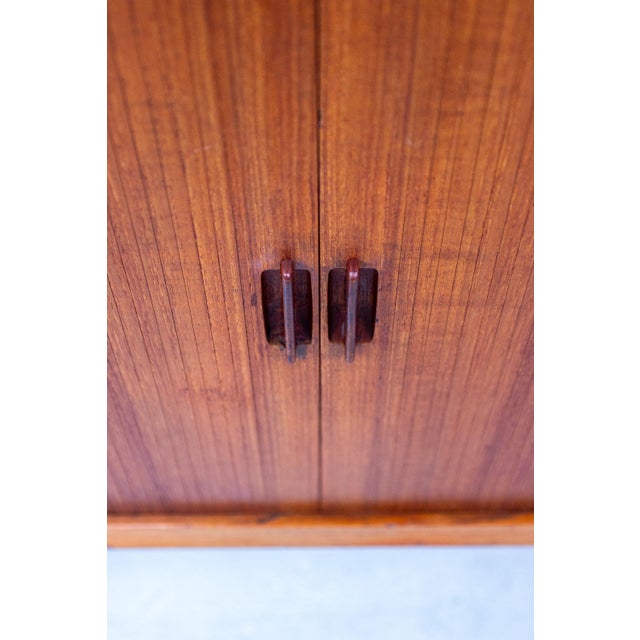 Mid-Century Danish Sideboard with Rolling Doors Teak by Ejnar Larsen & Aksel Bender for Næstved Furniture Factory, 1960s For Sale - Image 17 of 18