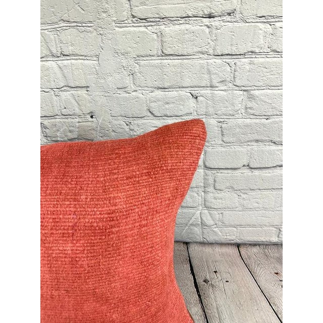 Turkish 20 x 20 Hemp Pillow Turkish Cushion Natural Pinkish Red Pillow Cushion Cover For Sale - Image 3 of 4
