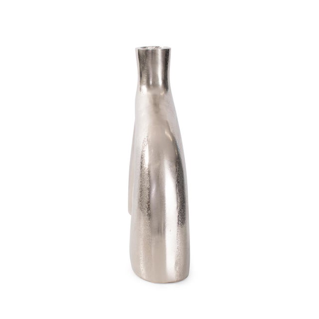 Shirin- Polished Silver Reverse Vase in Cast Aluminum- Short For Sale - Image 9 of 11
