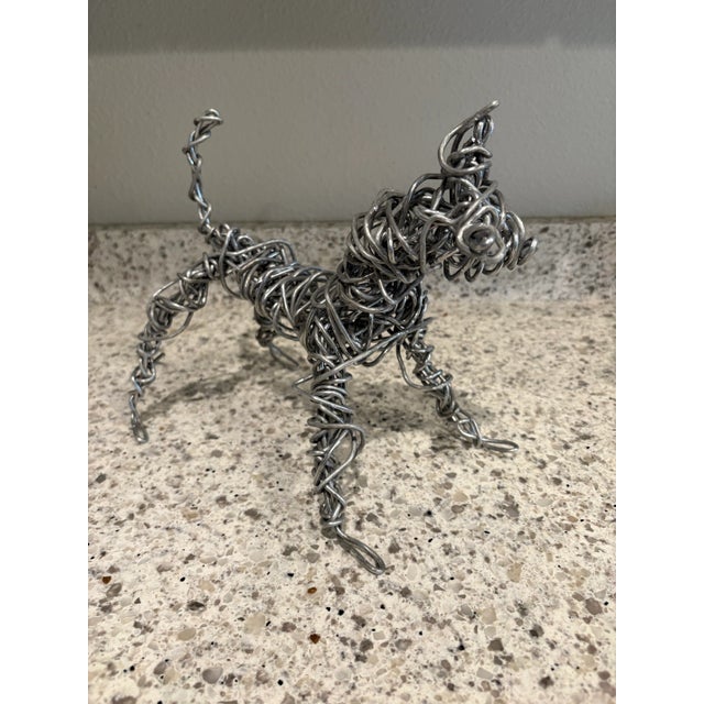 Chrome Two Hand-Made Wire Dog Sculptures by Christopher Shoemaker For Sale - Image 8 of 10