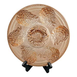 Vintage Sarreguemines Crab Center Thick France 1970s Oyster Serving Plate