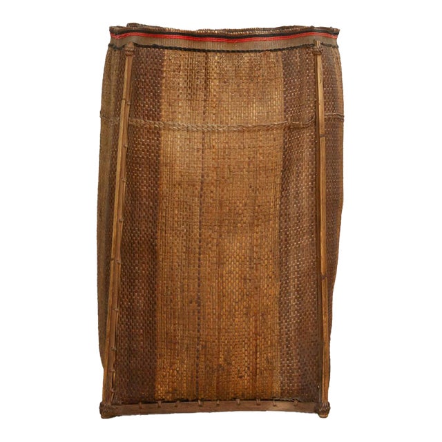 Tall Handwoven Antique Rice Storage Basket For Sale