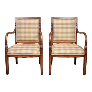 Pair of 1970s Open Armchairs with Fabric Seat and Back For Sale