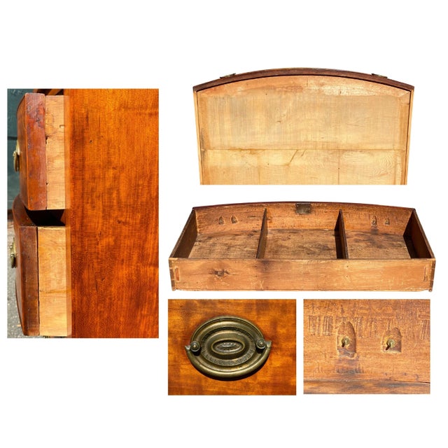 Red 18th Century Antique Massachusetts Mahogany Bow Front Chest of Drawers For Sale - Image 8 of 13
