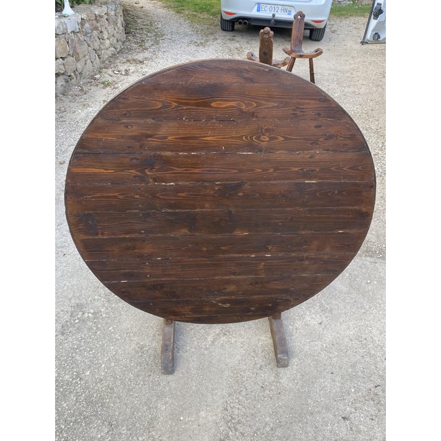 Antique Round Winemaker's Target Folding Table with Tilting Top, 1890s For Sale - Image 12 of 18