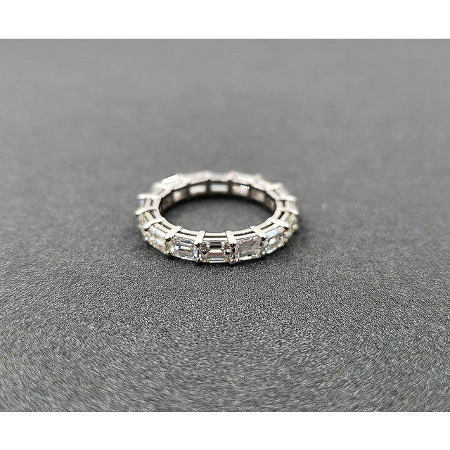 Early 21st Century 3.86 Ct Emerald Cut East West Eternity Ring Size 6 For Sale - Image 5 of 9